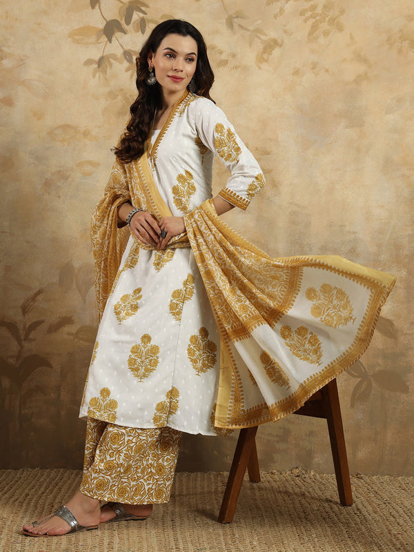 Mustard Cotton Blend Pant Suit Acz3178